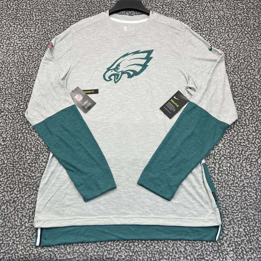 Nike Dri-Fit Shirt Men Large Philadelphia Eagles Long Sleeve Crew Neck New L